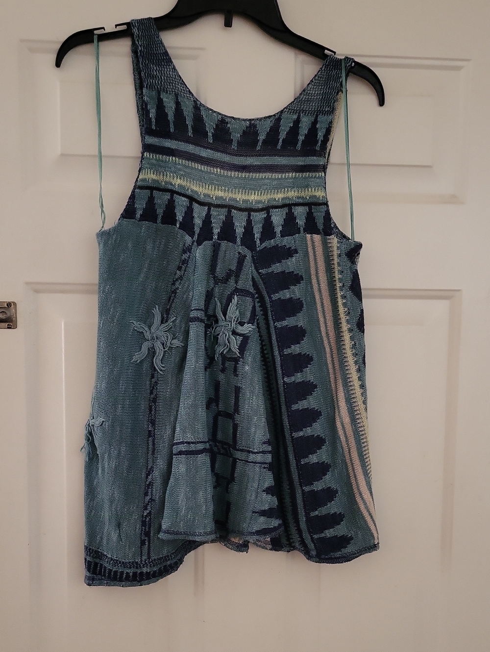 Free People Flea Market Knit Tank Blue & Green Large - Picture 2 of 4
